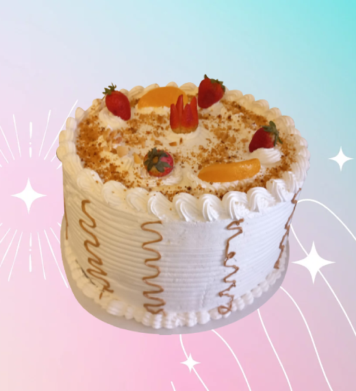 TORTA INTEGRAL: Masa integral con almendras, miel de caña, 
relleno de durazno con frutilla.
de 12 a 15 porciones.