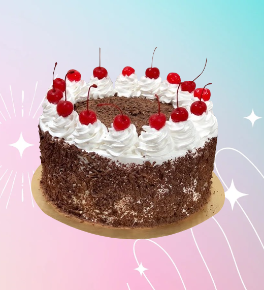 TORTA SELVA NEGRA: Masa de cacao, ganache de chocolate y Cherry.