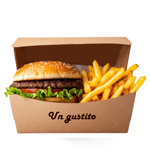 Hamburguesa con papas: Con tarjeta comerbo precio 19